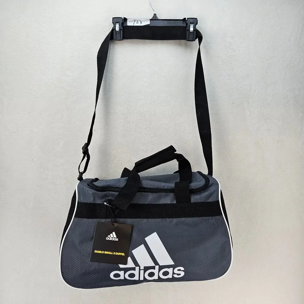 ADIDAS DIABLO SMALL II DUFFEL BAG ONIX GREY BLACK WHITE GYM TREVEL BAG NWT
